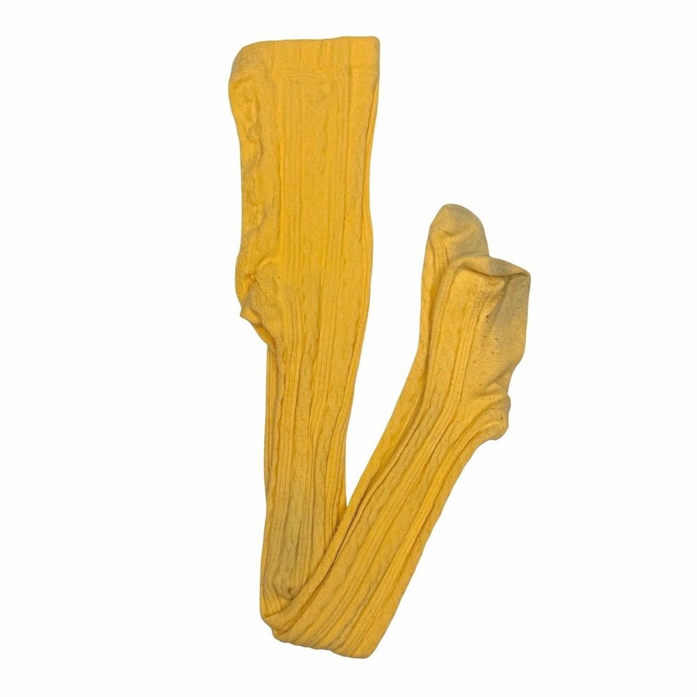 Leveret Cable Knit Tights Mustard Yellow